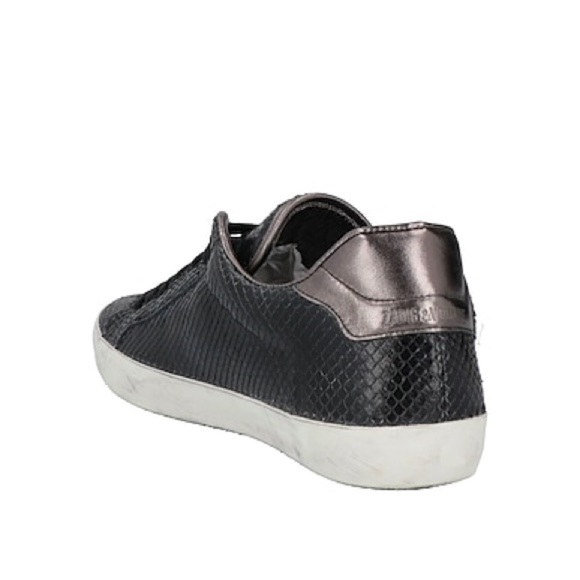 Zadig & Voltaire Snake Embossed Leather Sneakers - Picture 2 of 9